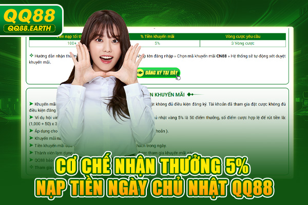 Cơ chế nhận thưởng 5% nạp tiền ngày Chủ nhật QQ88