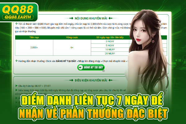 Điểm danh liên tục 7 ngày để nhận về phần thưởng đặc biệt