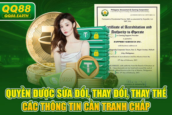 Quyền được sửa đổi, thay đổi, thay thế các thông tin cần tranh chấp