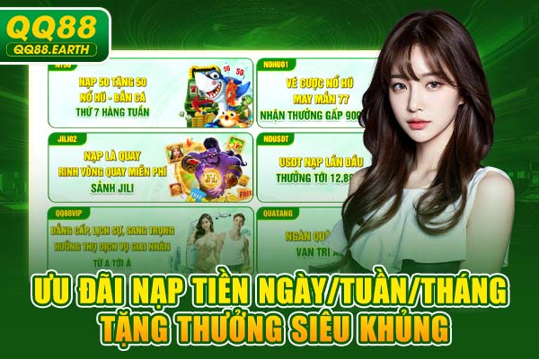 Ưu đãi nạp tiền ngày/tuần/tháng tặng thưởng siêu khủng